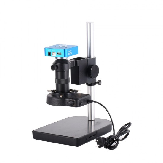 34MP 1080P USB Digital Industry Video Soldering Microscope Camera 7 Inch LCD Screen 100X C-MOUNT Lens Zoom 40 LED Light For PCB Repair