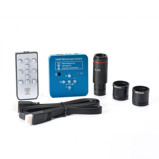 34MP 2K 1080P 60FPS HDMI USB Digital Microscope with 0.5X C-Mount Adapter 34MP 2K 1080P 60FPS HDMI USB Digital Microscope with 0.5X C-Mount Adapter