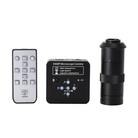 34mp Industrial Microscope Camera Kit HDMI USB 100X C-mount Zoom Lens 60 LED Light with 8'' HD LCD Screen For Mobile PCB Repair 34mp Industrial Microscope Camera Kit HDMI USB 100X C-mount Zoom Lens 60 LED Light with 8'' HD LCD Screen For Mobile PCB Repair