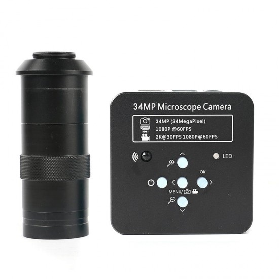 Full Set 34MP 2KIndustrial Microscope Camera HDMI USB Outputs 100X C-mount Lens 60 LED Light Video Recorder For PCB Soldering Full Set 34MP 2KIndustrial Microscope Camera HDMI USB Outputs 100X C-mount Lens 60 LED Light Video Recorder For PCB Soldering