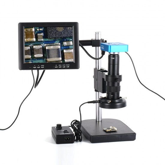 Full Set 34MP Industrial Microscope Camera HDMI USB Outputs with 180X C-mount Lens 60 LED Light Microscope with 8'' HD LCD Screen