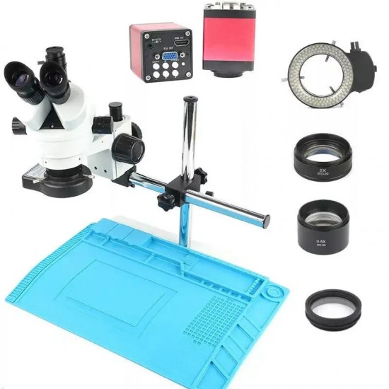 Industry 3.5X-90X Stereo Microscope VGA HD Video Camera 720P 13MP For Phone PCB Soldering Repair Lab