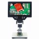 G1200 Digital Microscope 12MP 7 Inch Large Color Screen Large Base LCD Display 1-1200X Continuous Amplification Magnifier with Aluminum Alloy Stand Power Supply Version