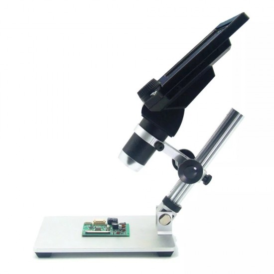 G1200 Digital Microscope 12MP 7 Inch Large Color Screen Large Base LCD Display 1-1200X Continuous Amplification Magnifier with Aluminum Alloy Stand Power Supply Version