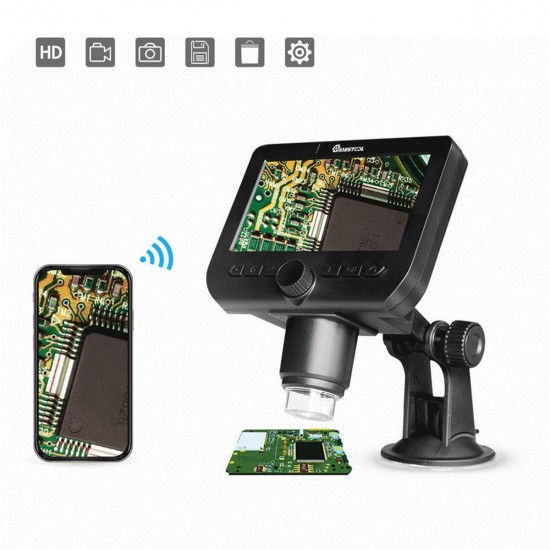 G610 2MP 4.3-Inch LCD Wifi Microscope Support IOS Android System Built-in Rechargeable Battery & 8 Adjustable Leds