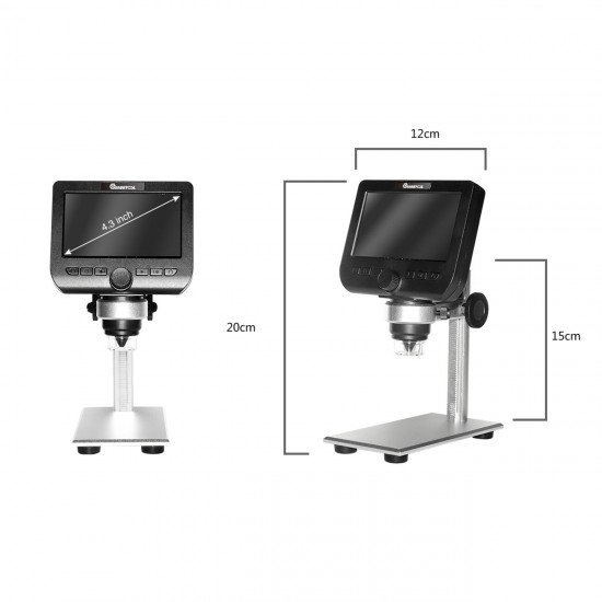 G610 WIFI 2MP 4.3inch LCD Microscope Support IOS Android System Built-in Rechargeable Battery & 8 Adjustable Leds with Metal Stand