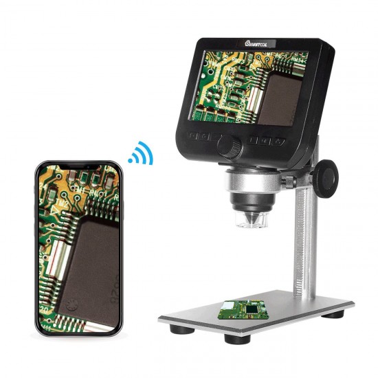 G610 WIFI 2MP 4.3inch LCD Microscope Support IOS Android System Built-in Rechargeable Battery & 8 Adjustable Leds with Metal Stand