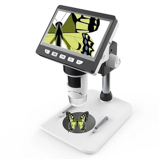 G700 4.3 Inches HD 1080P Portable Desktop LCD Digital Microscope Support 10 Languages 8 Adjustable High Brightness LED With Adjustable Bracket Picture Capture Video Recording