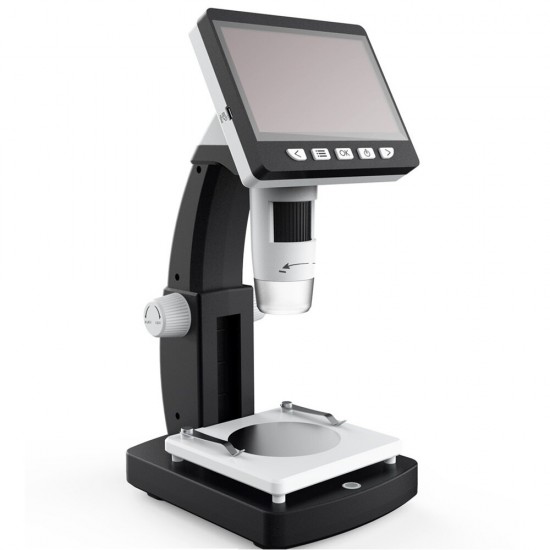 G710 1000X 4.3 inches HD 1080P Portable Desktop LCD Digital Microscope 2048*1536 Resolution Object Stage Height Adjustable Support 10 Languages 8 Adjustable High Brightness LED