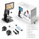 2000X Dual Lens Digital Microscope 7-inch HD IPS Large Screen Multiple Lens for Circuit/Cells Observation Up & Down Light Source Support Computer Viewing