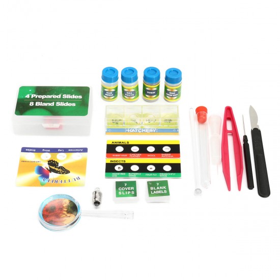 Zoom Microscope Kit Lab 400X-600X-1200X Magnification Beginner For Kids Students