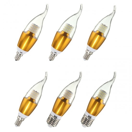 Dimmable E27 E14 E12 60 SMD 3014 580LM LED Candle Bulb Golden Glass Warm White White Lamp AC 110V