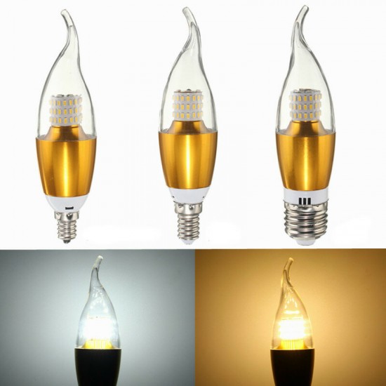 Dimmable E27 E14 E12 60 SMD 3014 580LM LED Candle Bulb Golden Glass Warm White White Lamp AC 110V