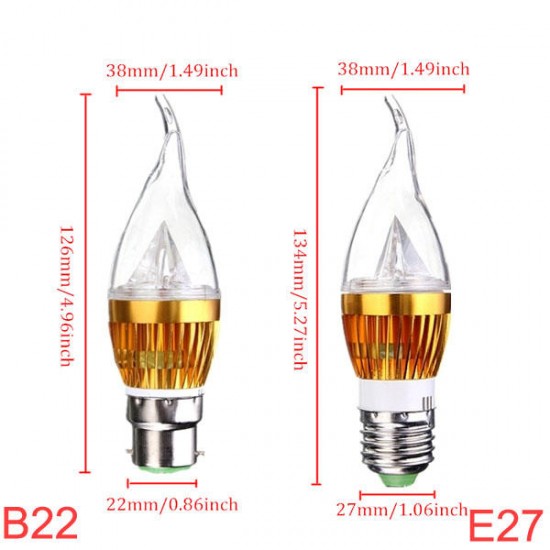 Dimmable E27 E14 E12 B22 4.5W 220V LED Chandelier Candle Light Bulb