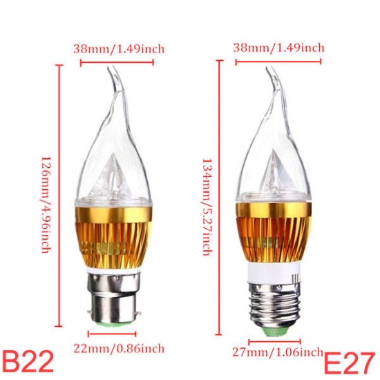 Dimmable E27 E14 E12 B22 4.5W 220V LED Chandelier Candle Light Bulb Dimmable E27 E14 E12 B22 4.5W 220V LED Chandelier Candle Light Bulb