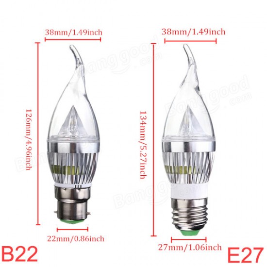 Dimmable E27 E14 E12 B22 4.5W 220V Silver Cover LED Candle Light Bulb Dimmable E27 E14 E12 B22 4.5W 220V Silver Cover LED Candle Light Bulb