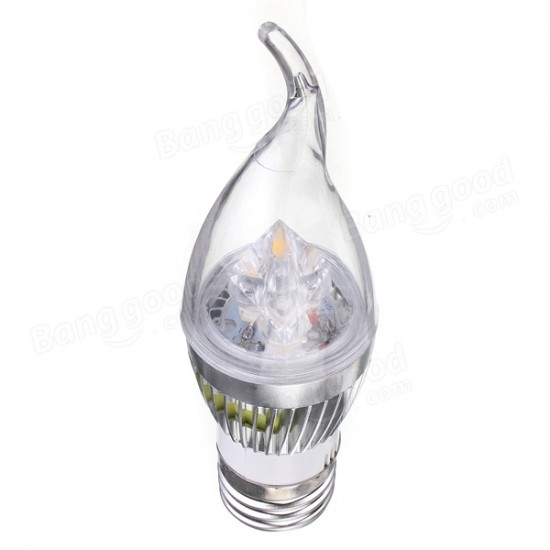 Dimmable E27 E14 E12 B22 4.5W 220V Silver Cover LED Candle Light Bulb