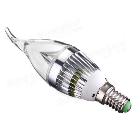 Dimmable E27 E14 E12 B22 4.5W 220V Silver Cover LED Candle Light Bulb