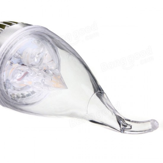 Dimmable E27 E14 E12 B22 4.5W 220V Silver Cover LED Candle Light Bulb