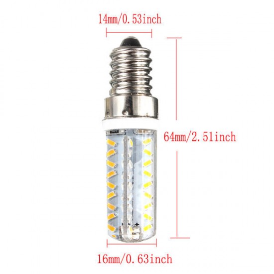 E14 5W Silica 72 3014 SMD LED Corn Lamp Dimmable Warm Pure White Light Bulb 220V