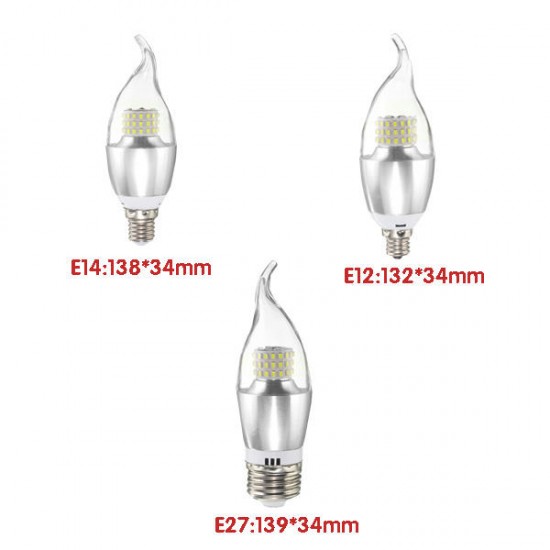 E14 E12 E27 7W 60 SMD 3014 LED White Warm White Glass Candle Lamp Bulb Non-Dimmable AC 85-265V