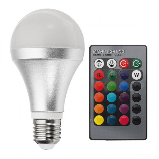 E27 12W RGBW Dimmable Smart Colorful Globe LED Light Bulb Remote Control AC85-265V