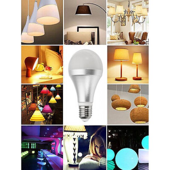 E27 12W RGBW Dimmable Smart Colorful Globe LED Light Bulb Remote Control AC85-265V