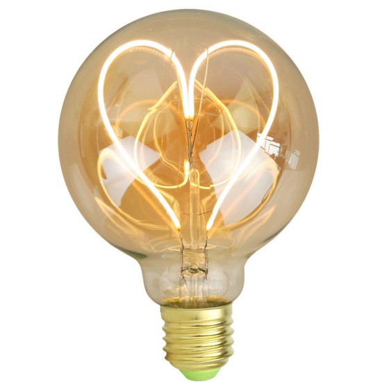 E27 4W G95 Dimmable Clear Gold Warm White Heart-Shaped Edison LED Light Bulb AC110-130V AC220-240V