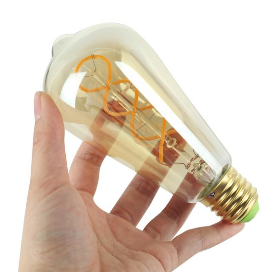 E27 4W ST64 Edison Dimmable Clear Gold Warm White Retro Edison LED Light Bulb AC110-130V AC220-240V