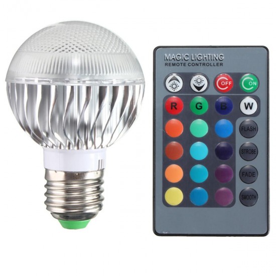 Dimmable E27 3W RGB LED Light Bulb 16 Colors Changing Lamp + IR Remote Control AC85V~265V