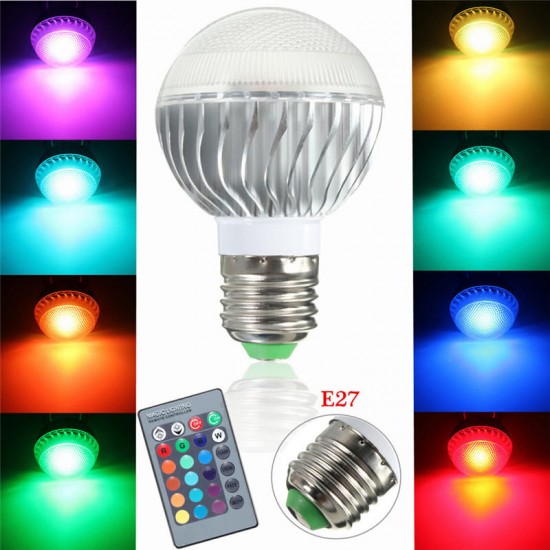 Dimmable E27 3W RGB LED Light Bulb 16 Colors Changing Lamp + IR Remote Control AC85V~265V Dimmable E27 3W RGB LED Light Bulb 16 Colors Changing Lamp + IR Remote Control AC85V~265V