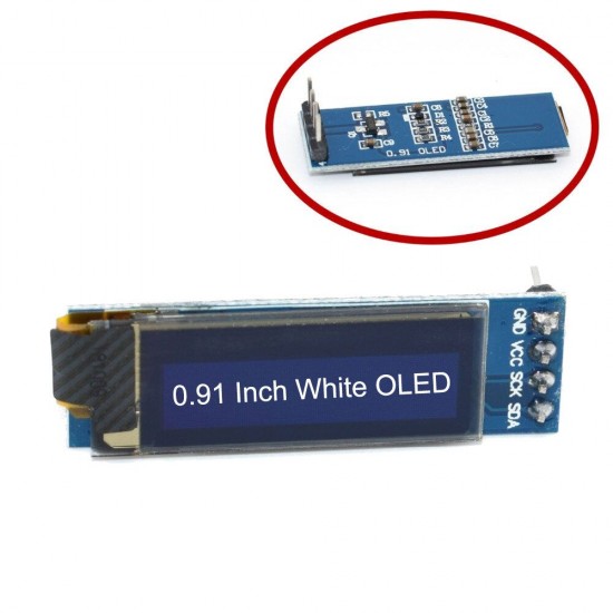0.91 Inch 128x32 IIC I2C White OLED Display Module SSD1306 Driver IIC DC 3.3V 5V 0.91 Inch 128x32 IIC I2C White OLED Display Module SSD1306 Driver IIC DC 3.3V 5V