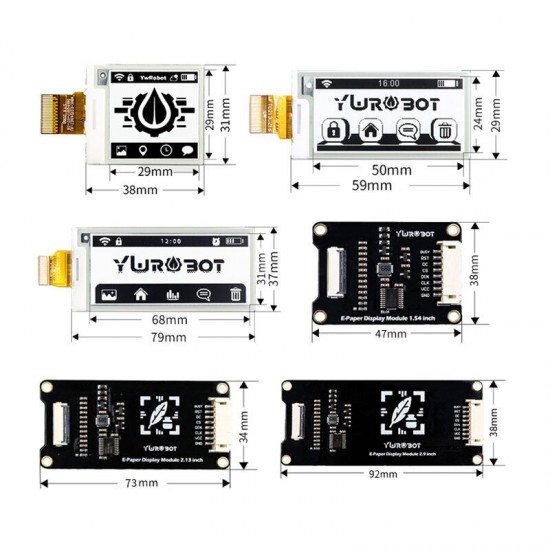 1.54 2.13 2.9 Inch e-paper SPI Electronic ink Screen Display Module 3.3V-5V Black White Color