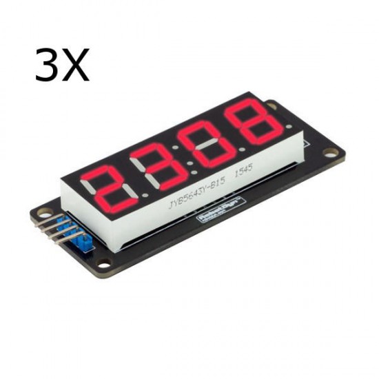 3Pcs 0.56 Inch Red LED Tube 4-Digit 7-segments Display Module