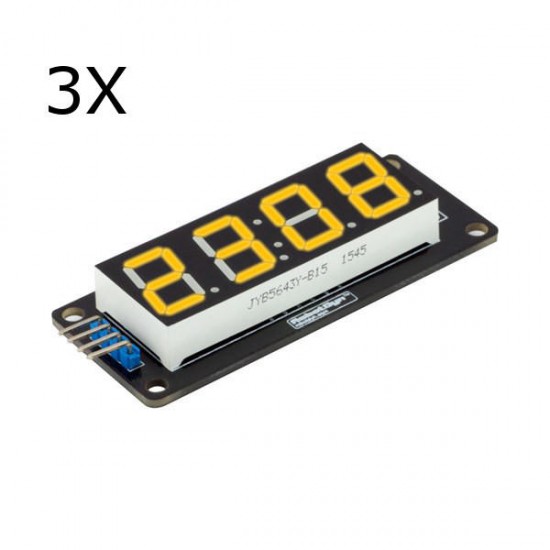 3Pcs 0.56 Inch Yellow LED Tube 4-Digit 7-segments Display Module 3Pcs 0.56 Inch Yellow LED Tube 4-Digit 7-segments Display Module