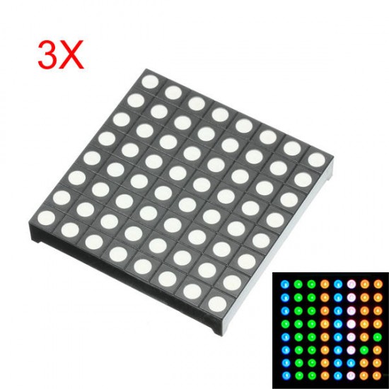 3Pcs Three-color Common Anode RGB LED Dot Matrix Display Module Compatible Colorduino