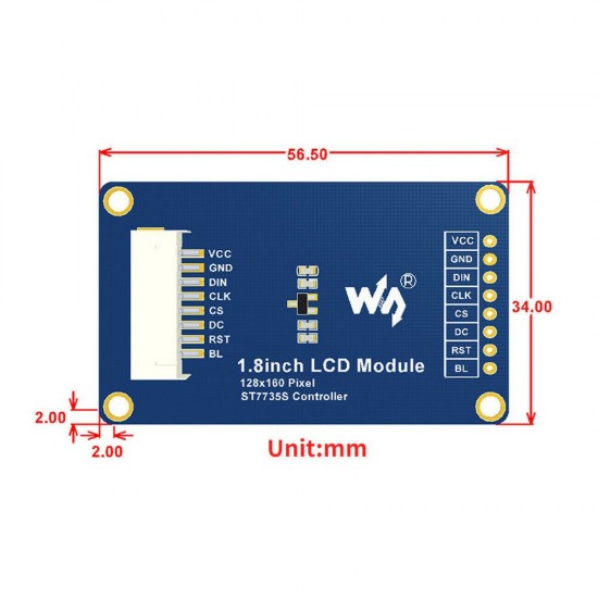 1.8 inch Color LCD Display 128x160 Resolution SPI Interface 65K Color 1.8inch LCD Module