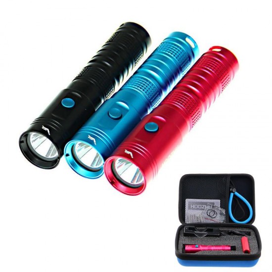 U10 Underwater 80m U2 900LM 3Modes Easy Operation Diving Light Portable Waterproof EDC Flashlight Suit with 18650 & Charger