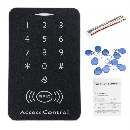 RFID Access Control System Security IDCard Password Entry Door Lock with 10Pcs Keyfob