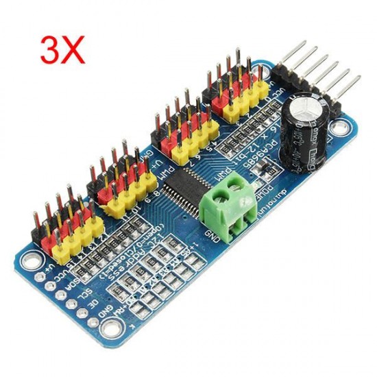 3Pcs PCA9685 16-Channel 12-bit PWM Servo Motor Driver I2C Module 3Pcs PCA9685 16-Channel 12-bit PWM Servo Motor Driver I2C Module