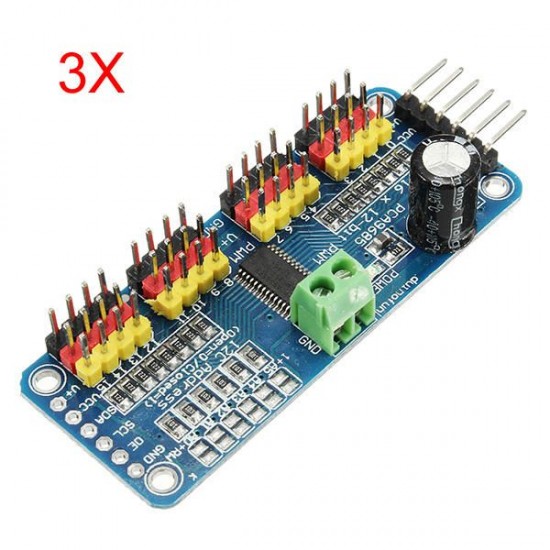 3Pcs PCA9685 16-Channel 12-bit PWM Servo Motor Driver I2C Module