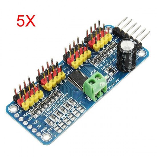 5Pcs PCA9685 16-Channel 12-bit PWM Servo Motor Driver I2C Module 5Pcs PCA9685 16-Channel 12-bit PWM Servo Motor Driver I2C Module