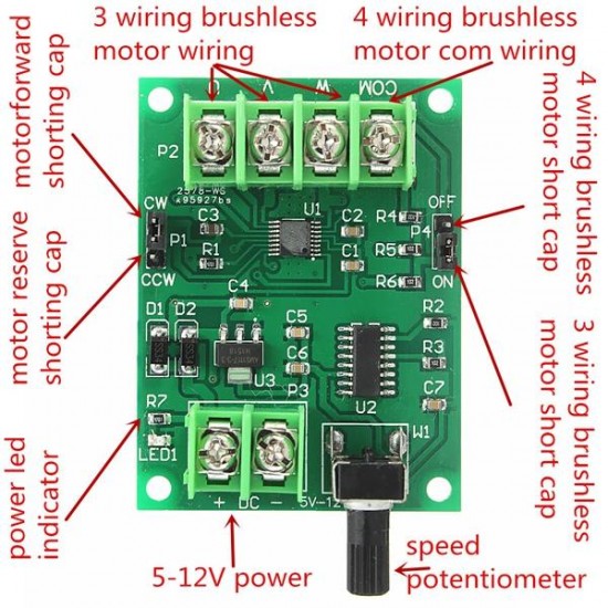 5V-12V DC Brushless Motor Driver Board Controller For Hard Drive Motor 3/4 Wire