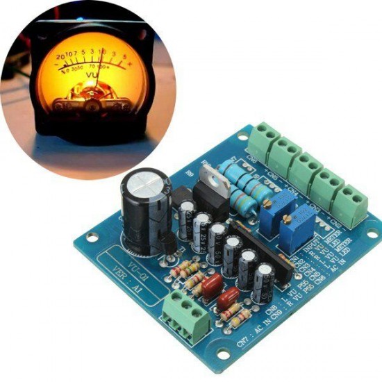 AC 12V Stereo VU Meter Driver Board Amplifier DB Audio Level Input Backlit