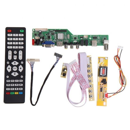 Digital Signal M3663.03B DVB-T2 Universal LCD TV Controller Driver Board TV/PC/VGA/HDMI/USB+7 Key Button+1ch 6bit 30pins LVDS Cable+1 Lamp Inverter Digital Signal M3663.03B DVB-T2 Universal LCD TV Controller Driver Board TV/PC/VGA/HDMI/USB+7 Key Button+1ch 6bit 30pins LVDS Cable+1 Lamp Inverter