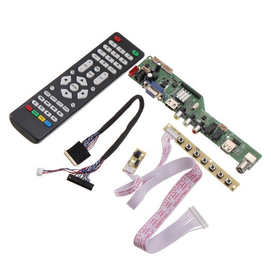 Digital Signal M3663.03B DVB-T2 Universal LCD TV Controller Driver Board TV/PC/VGA/HDMI/USB+7 Key Button+2ch 6bit 40pins LVDS Cable