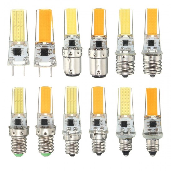 Dimmable E11 E12 E14 E17 G8 BA15D 2.5W LED COB Silicone Light Lamp Bulb 220V