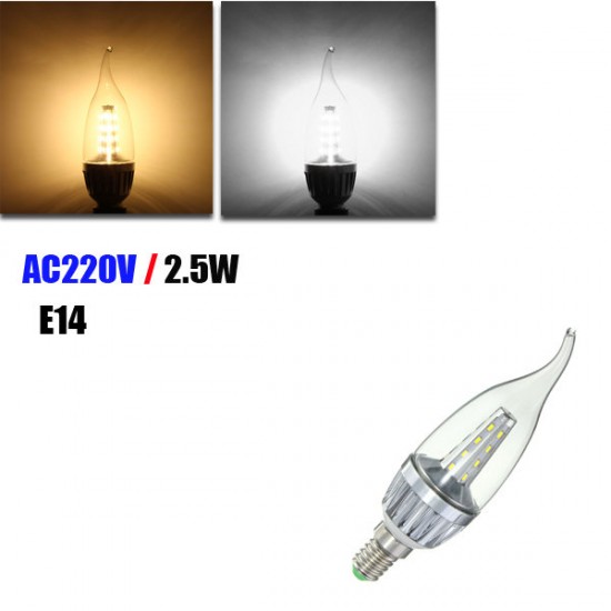 E14 2.5W 24 SMD 3014 LED Warm White White Candle Light Lamp Bulb AC220V