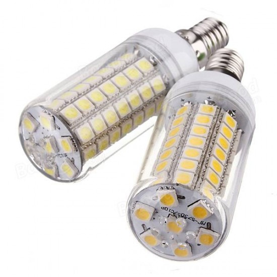 E14 5.5W LED Bulb 69 SMD 5050 Pure White/Warm White Bright Corn Light Lamp AC 110V