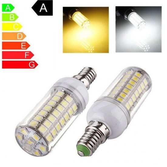 E14 5.5W LED Bulb 69 SMD 5050 Pure White/Warm White Bright Corn Light Lamp AC 110V